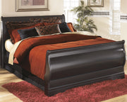 Huey Vineyard Black Queen Sleigh Bed and Nightstand from Ashley - Lara Furniture