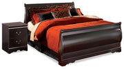 Huey Vineyard Black Queen Sleigh Bed and Nightstand from Ashley - Lara Furniture