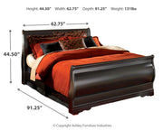 Huey Vineyard Black Queen Sleigh Bed and Nightstand from Ashley - Lara Furniture