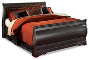 Huey Vineyard Black Queen Sleigh Bed and Nightstand from Ashley - Lara Furniture