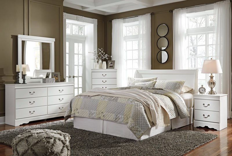 Anarasia Queen Sleigh Headboard, Dresser and Mirror in White from Ashley - Lara Furniture