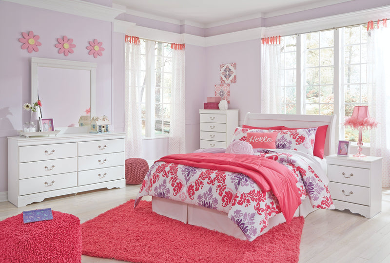 Anarasia Full Sleigh Headboard, Dresser and Mirror in White from Ashley - Lara Furniture