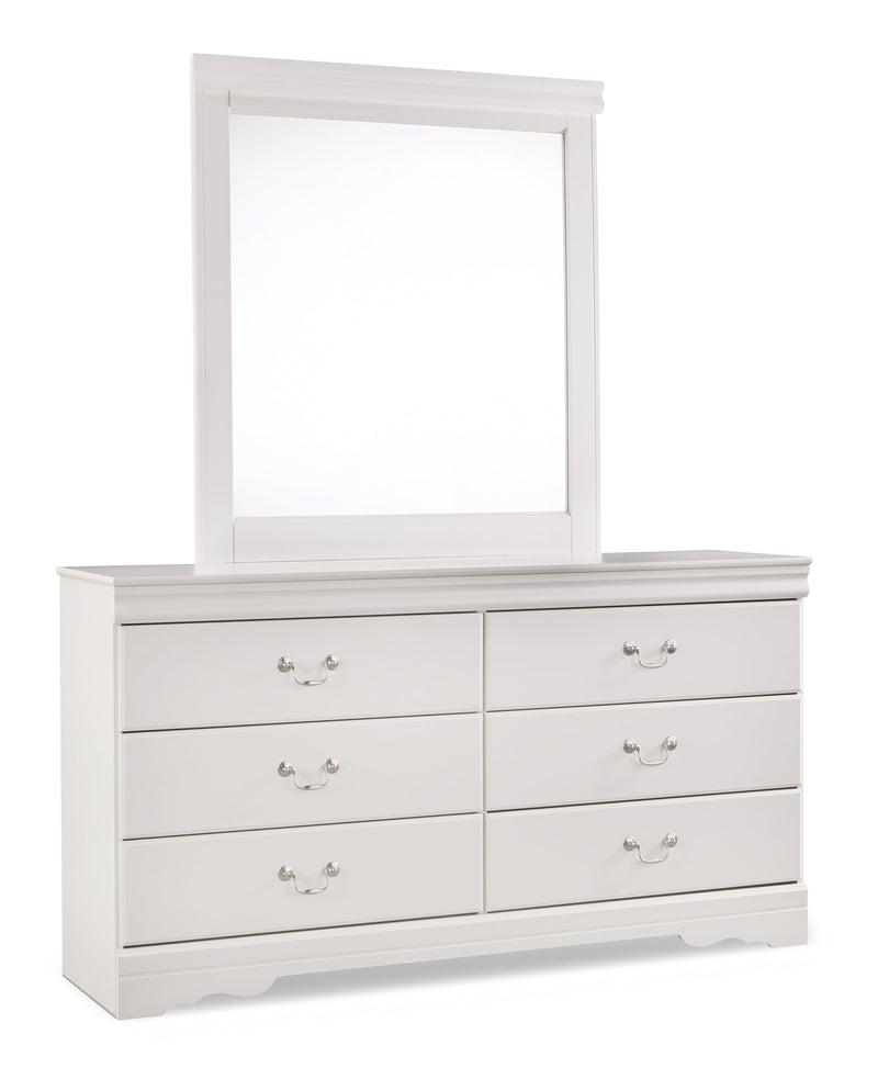 Anarasia Queen Sleigh Headboard, Dresser and Mirror in White from Ashley - Lara Furniture