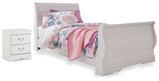 Anarasia White Twin Sleigh Bed with Nightstand from Ashley - Lara Furniture