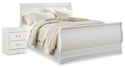 Anarasia White Queen Sleigh Bed and Nightstand from Ashley - Lara Furniture