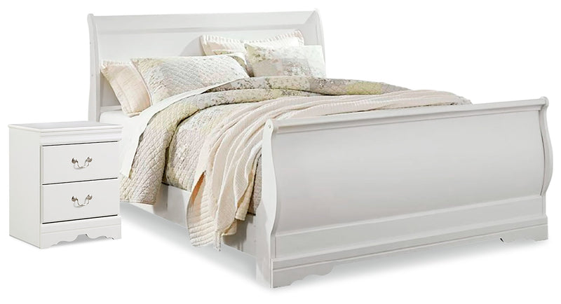 Anarasia White Queen Sleigh Bed and Nightstand from Ashley - Lara Furniture