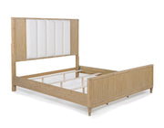 Kara Cerused Natural King Upholstered Panel Bed from Crown Mark - Lara Furniture