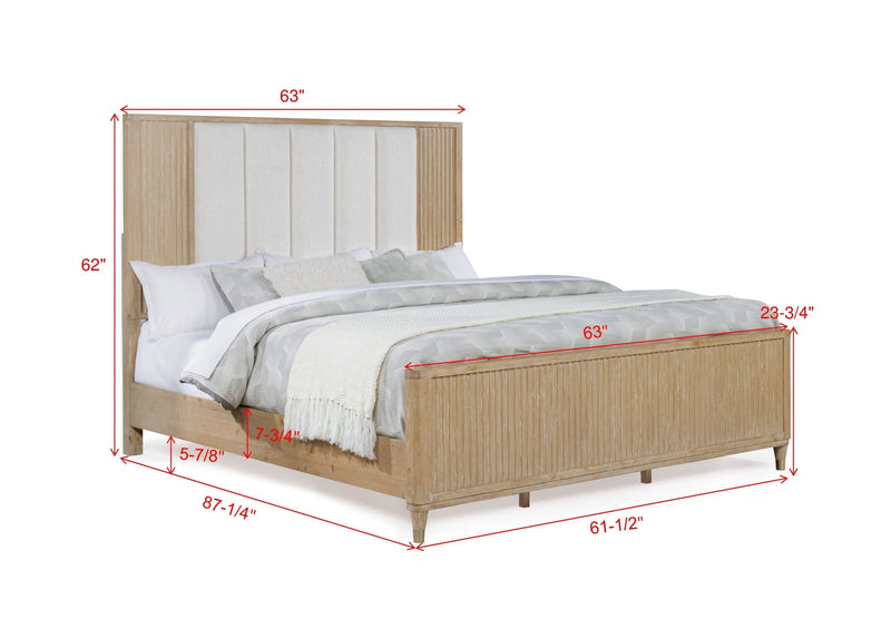 Kara Cerused Natural Upholstered Panel Bedroom Set from Crown Mark - Lara Furniture