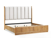 Westcott Cerused Natural King Upholstered Panel Bed from Crown Mark - Lara Furniture
