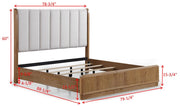 Westcott Cerused Natural King Upholstered Panel Bed from Crown Mark - Lara Furniture