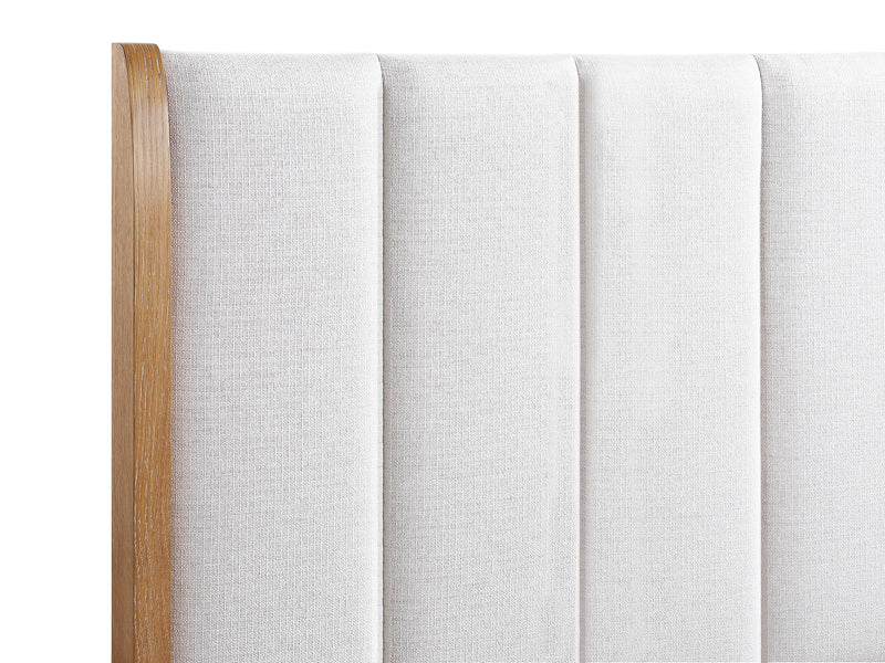 Westcott Cerused Natural King Upholstered Panel Bed from Crown Mark - Lara Furniture
