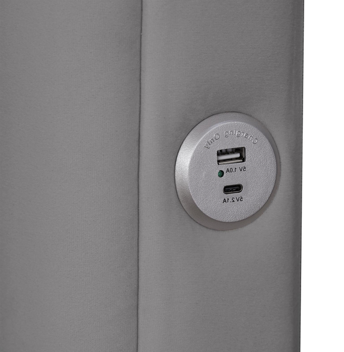 Jane Gray Upholstered  Velvet Storage King Bed with USB Charger