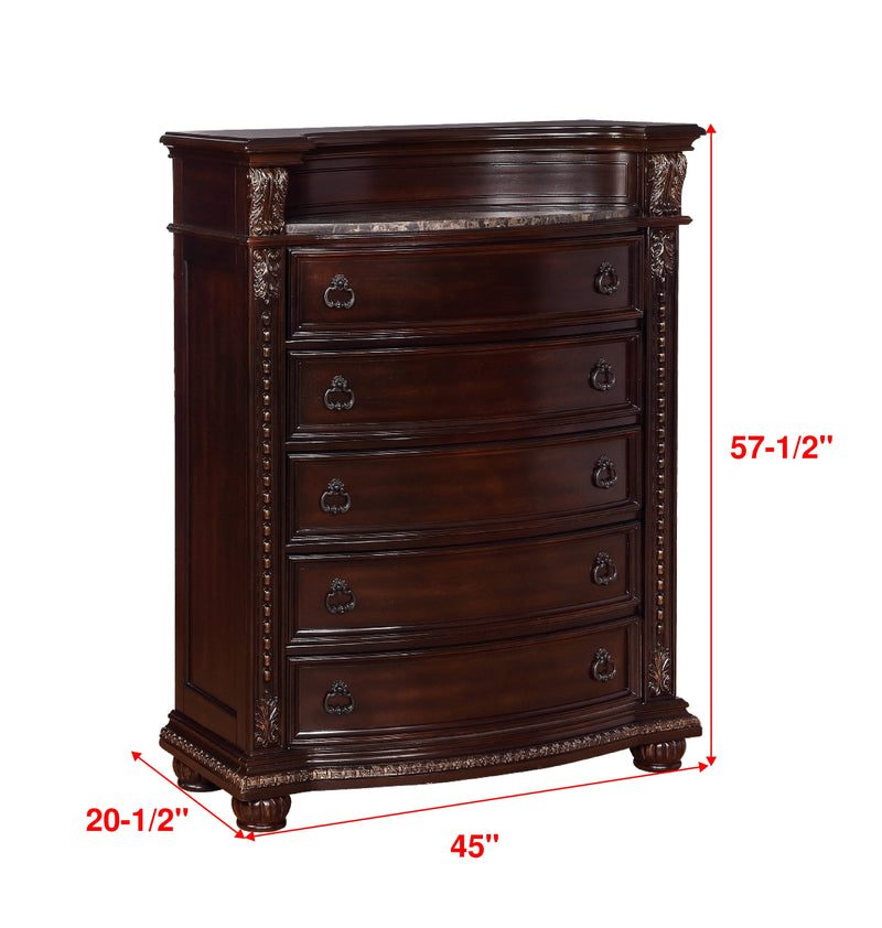Stanley Cherry Brown Upholstered Sleigh Bedroom Set - Lara FurnitureBedroom Set