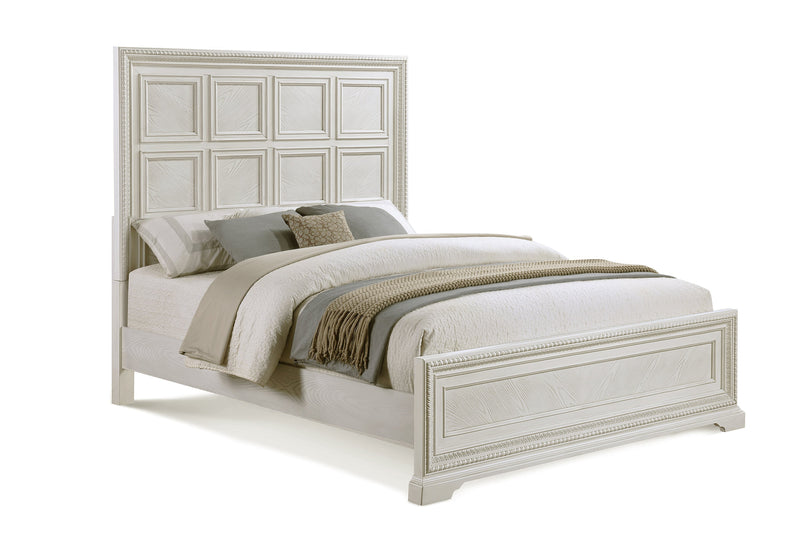 Alexandria Antique White Queen Panel Bed from Crown Mark - Lara Furniture