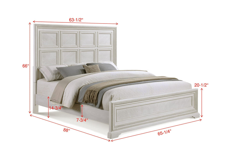Alexandria Antique White Queen Panel Bed from Crown Mark - Lara Furniture