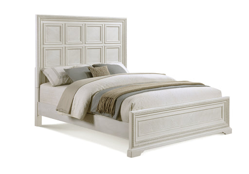 Alexandria Antique White Queen Panel Bed from Crown Mark - Lara Furniture