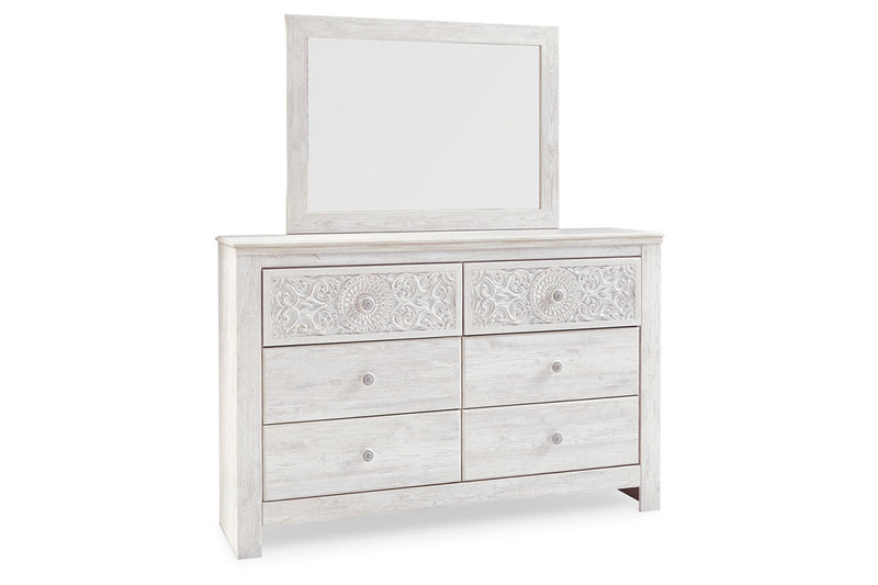 Paxberry Whitewash Dresser and Mirror -  Ashley - Lara Furniture
