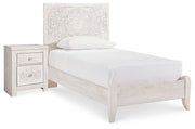 Porter Whitewash King Panel Bed with Mirrored Dresser and Chest from Ashley - Lara Furniture