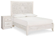 Paxberry Whitewash Full Panel Bed and Nightstand from Ashley - Lara Furniture