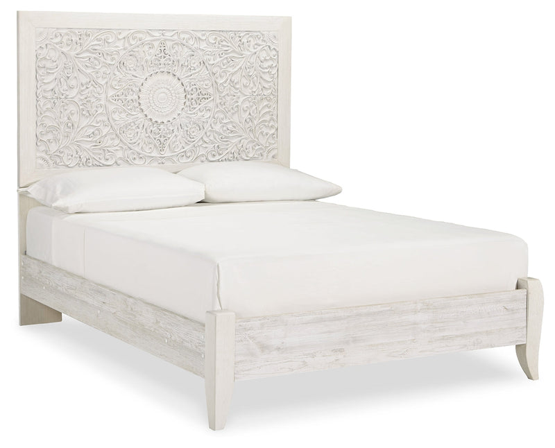 Paxberry Whitewash Full Panel Bed and Nightstand from Ashley - Lara Furniture