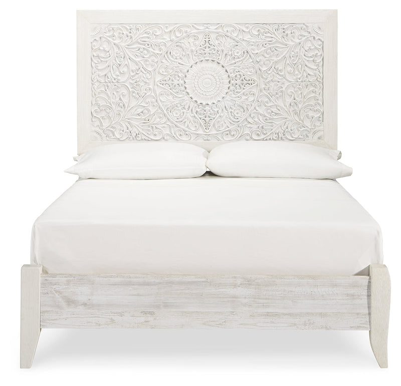 Paxberry Whitewash Full Panel Bed and Nightstand from Ashley - Lara Furniture