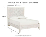 Paxberry Whitewash Full Panel Bed and Nightstand from Ashley - Lara Furniture