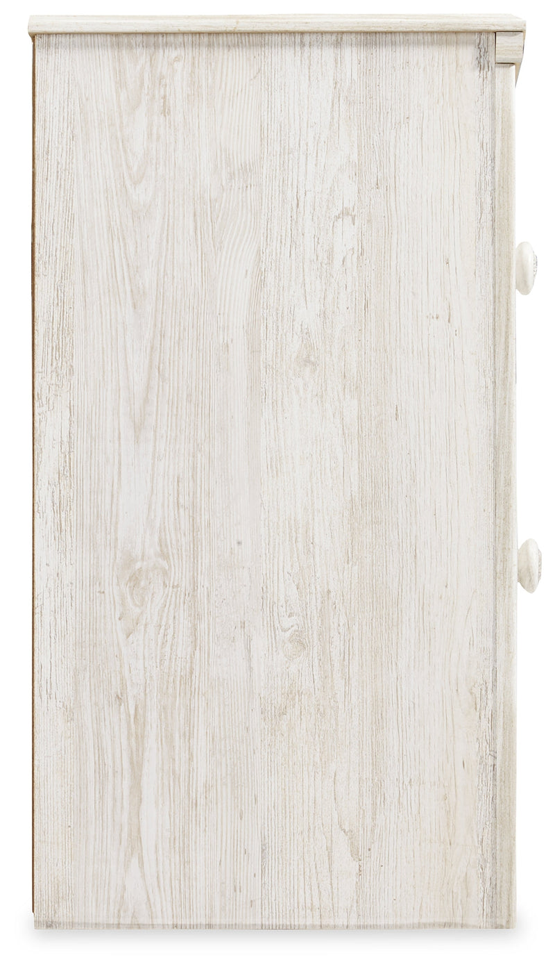 Porter Whitewash King Panel Bed with Mirrored Dresser and Chest from Ashley - Lara Furniture