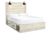 Cambeck Whitewash Queen Platform Bed with 2 Storage Drawers - Lara FurnitureQueen Bed