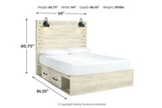 Cambeck Whitewash Queen Platform Bed with 2 Storage Drawers - Lara FurnitureQueen Bed