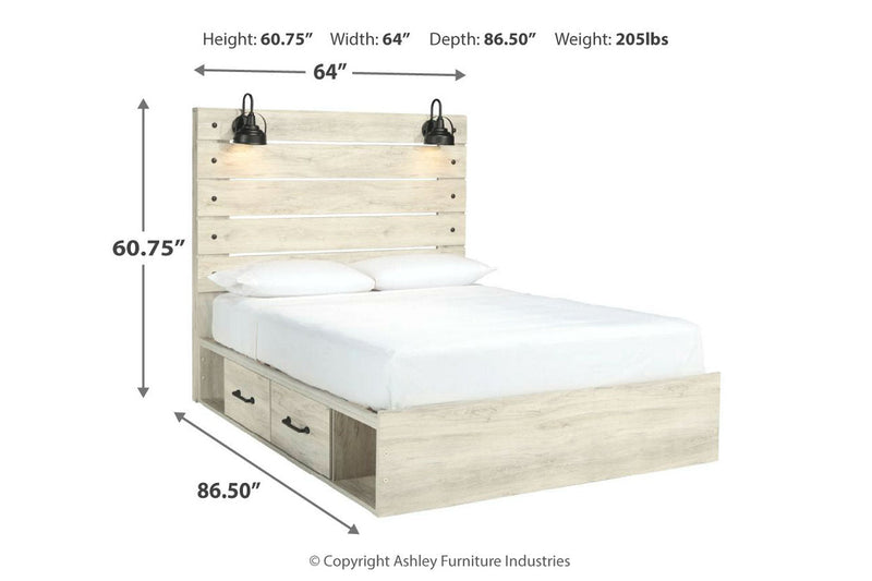 Cambeck Whitewash Queen Platform Bed with 2 Storage Drawers - Lara FurnitureQueen Bed