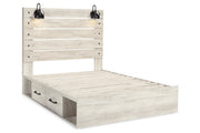 Cambeck Whitewash Queen Platform Bed with 2 Storage Drawers - Lara FurnitureQueen Bed