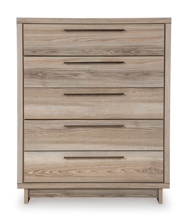 Hasbrick Tan Wide Chest of Drawers