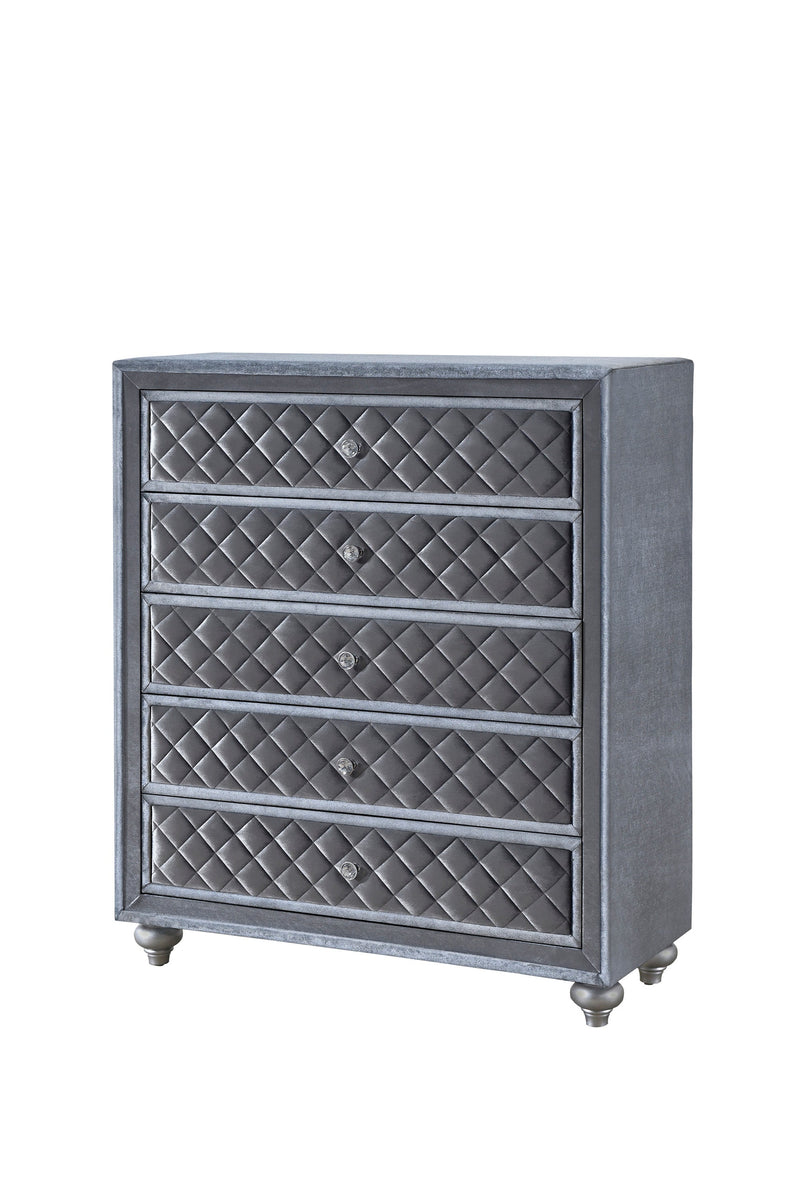 Cameo Gray Upholstered Panel Bedroom Set - Lara FurnitureBedroom Set