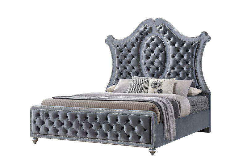 Cameo Gray Upholstered Panel Bedroom Set - Lara FurnitureBedroom Set