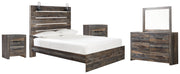 Drystan Multi Queen Panel Bed with Mirrored Dresser and 2 Nightstands from Ashley - Lara Furniture