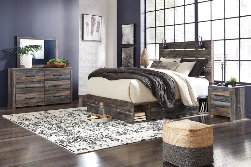 Drystan Multi Color Queen Panel Bed with Storage, Dresser and Mirror from Ashley - Lara Furniture