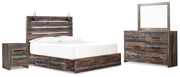Drystan Multi Color Queen Panel Bed with Storage, Dresser and Mirror from Ashley - Lara Furniture