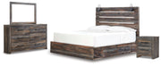 Drystan Multi King Panel Bed with Storage, Dresser, Mirror and Nightstand from Ashley - Lara Furniture