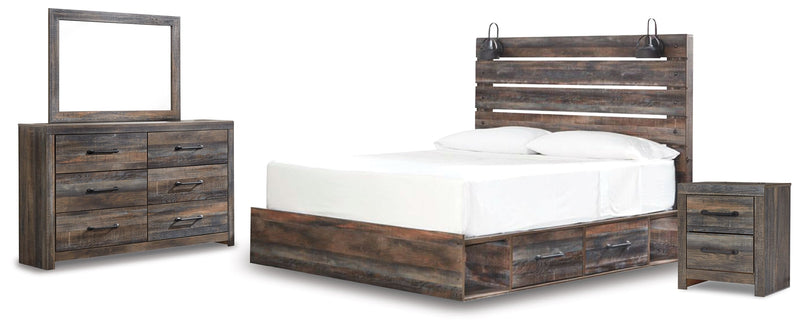Drystan Multi King Panel Bed with Storage, Dresser, Mirror and Nightstand from Ashley - Lara Furniture