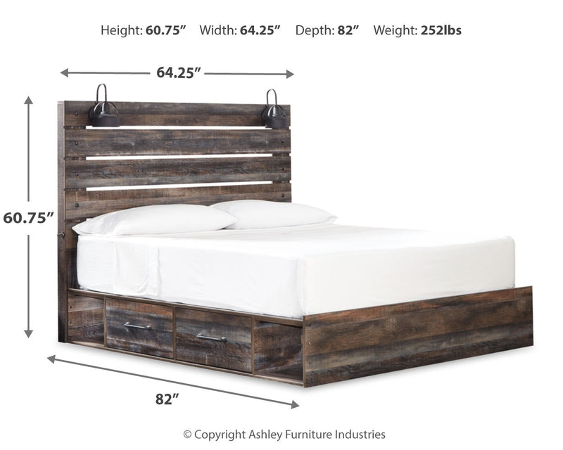 Drystan Multi King Panel Bed with Storage, Dresser, Mirror and Nightstand from Ashley - Lara Furniture