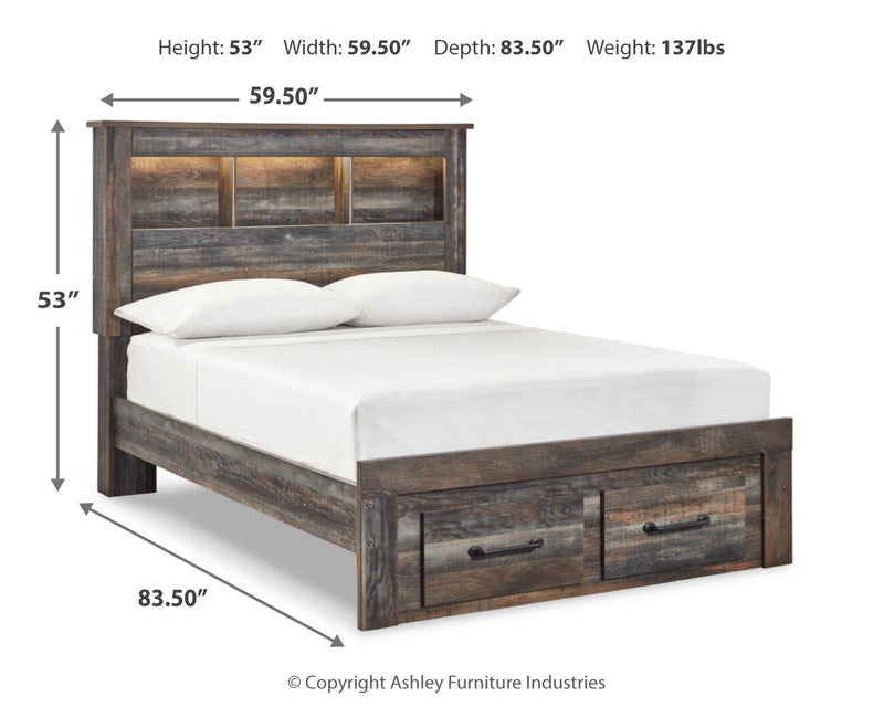 Drystan Multi Color Full Bookcase Storage Bed, Dresser and Mirror from Ashley - Lara Furniture