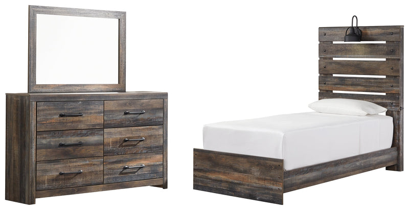 Drystan Multi Twin Panel Bed with Mirrored Dresser from Ashley - Lara Furniture