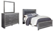 Lodanna Gray Queen Upholstered Panel Bed, Dresser and Mirror from Ashley - Lara Furniture
