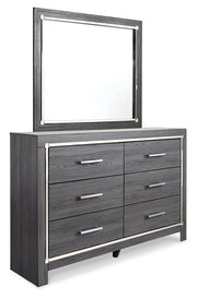 Lodanna Queen Panel Bed with 2 Storage Drawers, Dresser, Mirror and Nightstand in Gray from Ashley - Lara Furniture