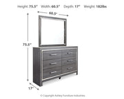 Lodanna Queen Panel Bed with 2 Storage Drawers, Dresser, Mirror and Nightstand in Gray from Ashley - Lara Furniture