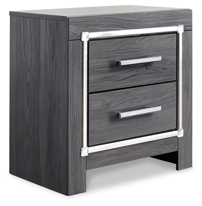 Lodanna Queen Panel Bed with 2 Storage Drawers, Dresser, Mirror and Nightstand in Gray from Ashley - Lara Furniture