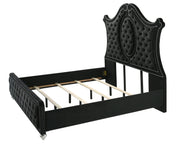 Cameo Black King Upholstered Panel Bed from Crown Mark - Lara Furniture