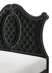 Cameo Black King Upholstered Panel Bed from Crown Mark - Lara Furniture