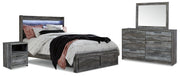 Baystorm Gray Queen Panel Storage Bed with Mirrored Dresser and Nightstand from Ashley - Lara Furniture