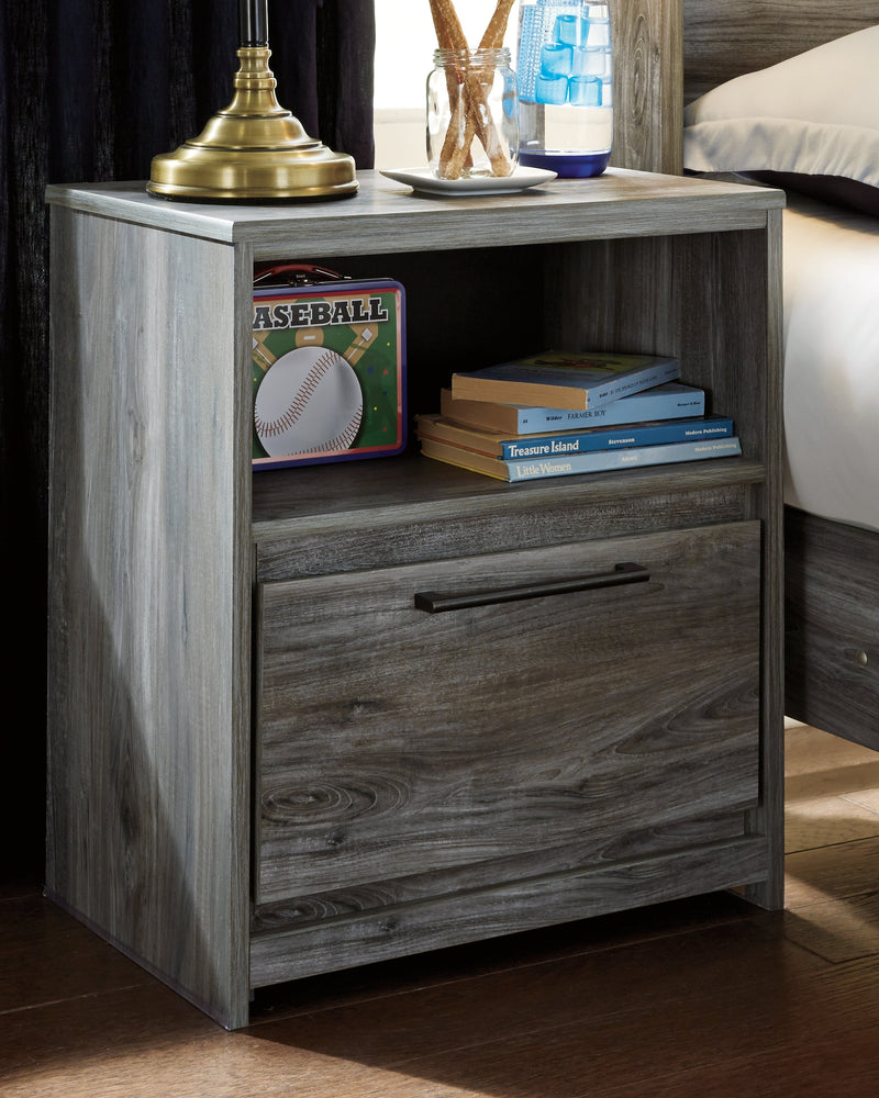 Baystorm Gray Queen Panel Bed with 2 Side Storage, Dresser, Mirror, and Nightstand from Ashley - Lara Furniture